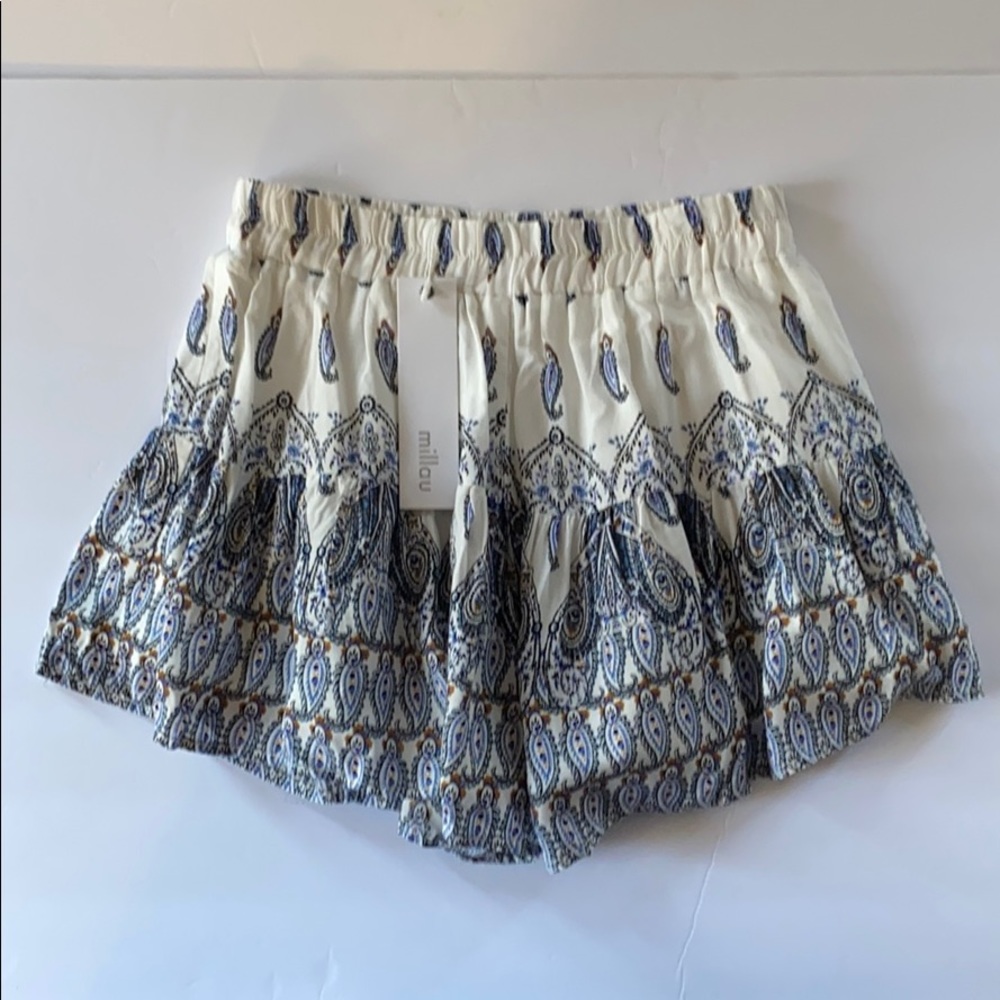 new! MILLAU | Flowy High Waist Pull-on Shorts Blue Paisley